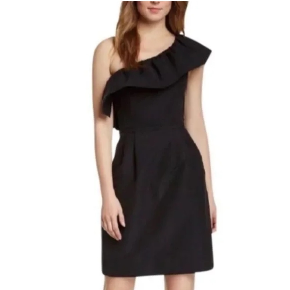 One Shoulder Little Black Dress | Rebecca Taylor